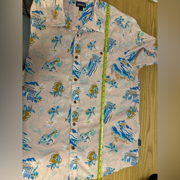 Patagonia Go To Shirt C Street Feather Pink SizeXL Organic Cotton Aloha ButtonUp - Picture 10 of 12